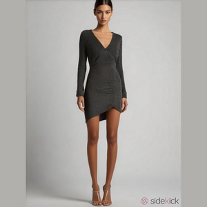 Marciano black gold lurex pinstripe stretch bodycon mini dress XS cocktail party